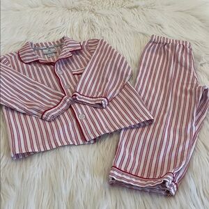 Petite Plume Kids Unisex Pajama Set in Antique Red Ticking